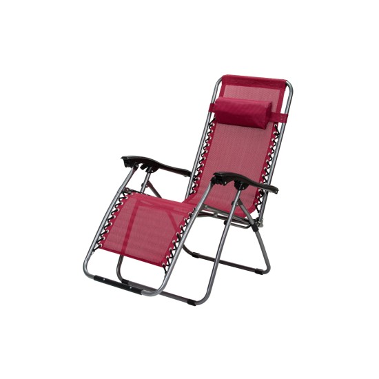 Baštenska stolica podesiva sa jastukom metalna – crvena Messina